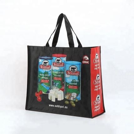 Borsa shopping laminata in tessuto stampato PP