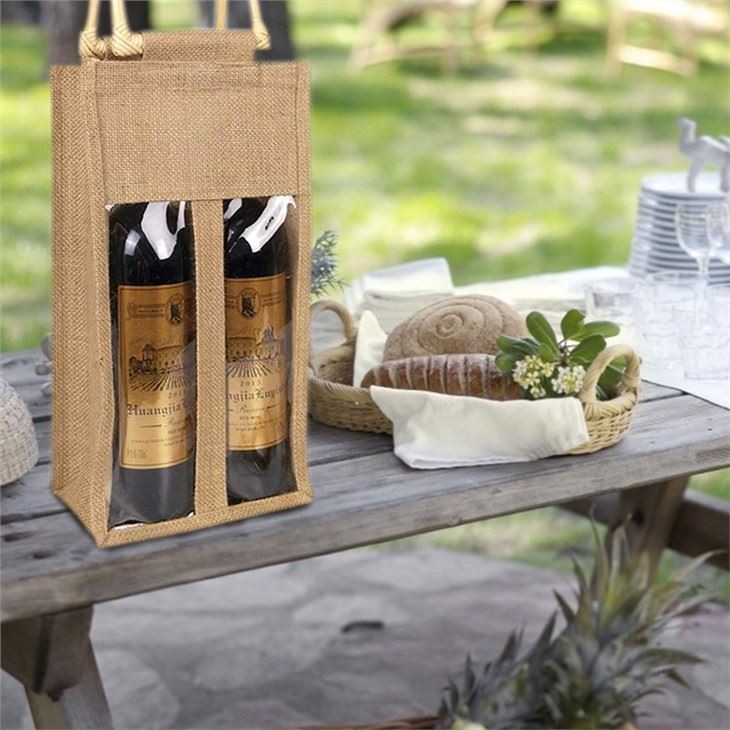 Double Drink Bottle Jute Bag
