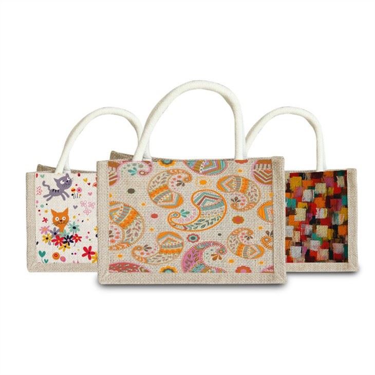 Stylish Hand Printed Jute Bag