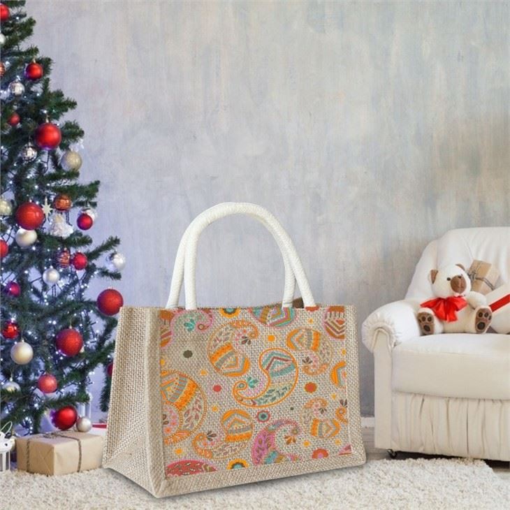 Stylish Hand Printed Jute Bag